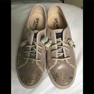 Sperry suede with gold flecks shoes